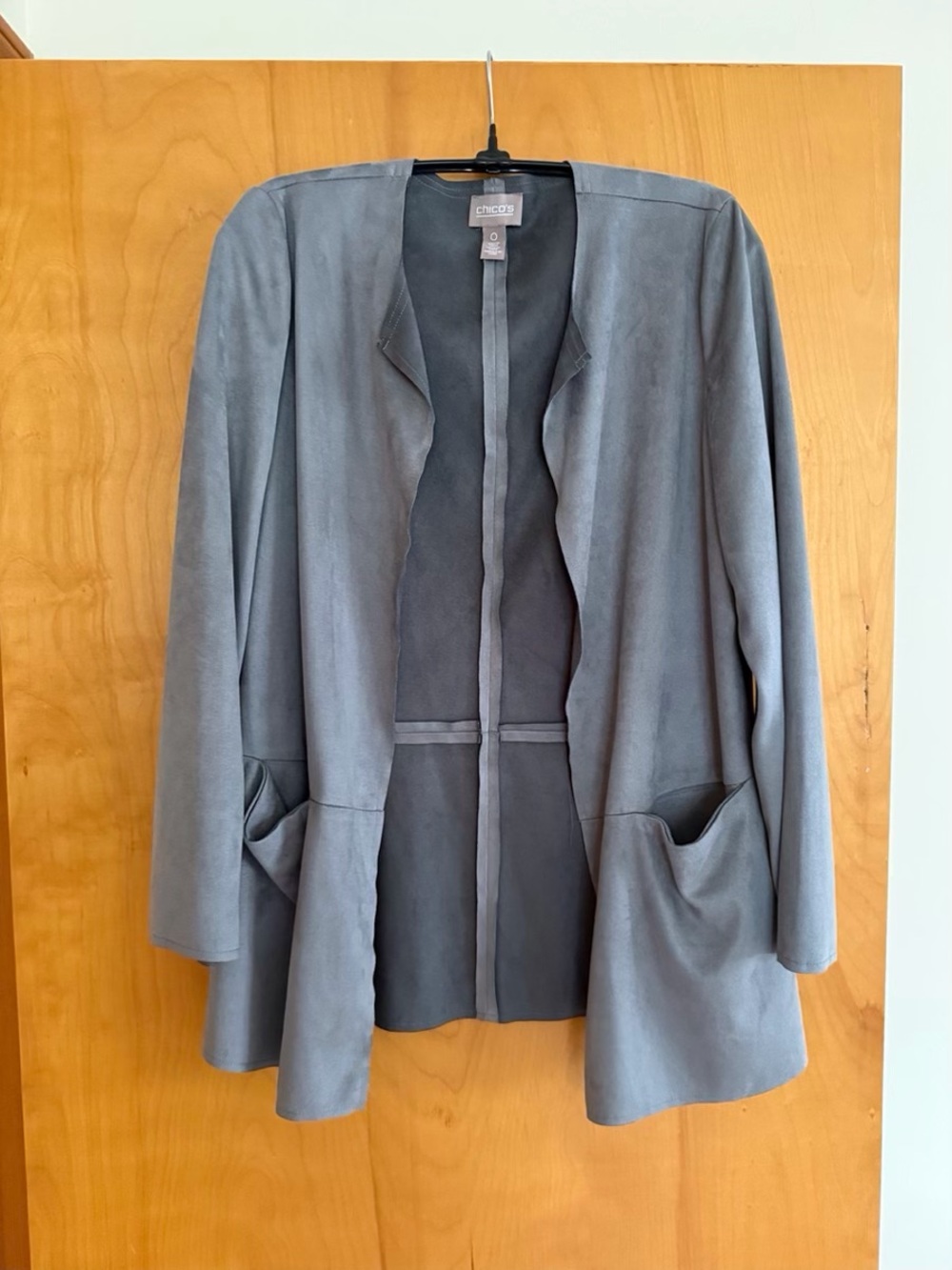 Chico's Soft Gray Open-Front Drapey Jacket